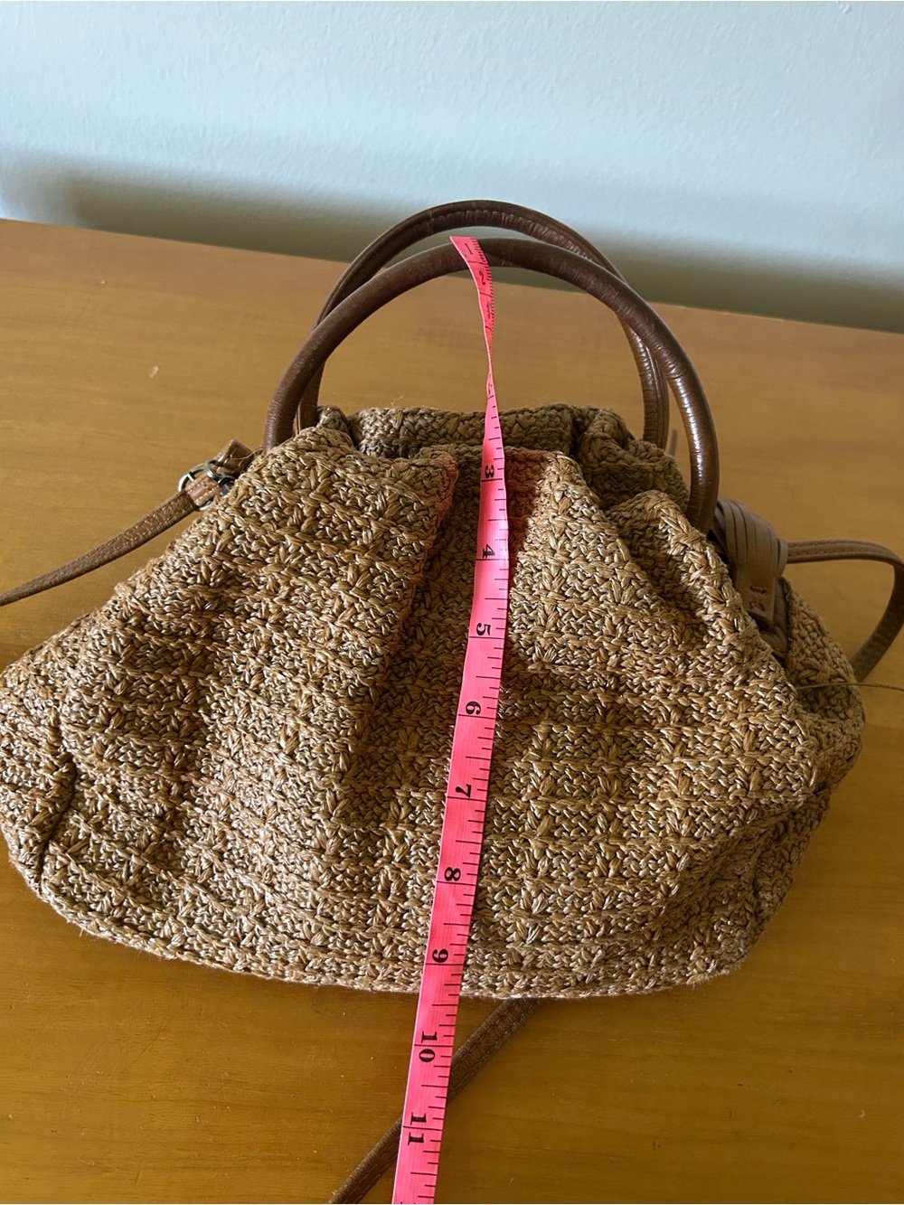 Hobo Darling Small Satchel Leather Straw Top Handle Purse Crossbody Tan Bag - Picture 10 of 10